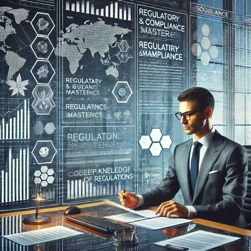 Man reviewing regulatory compliance data.